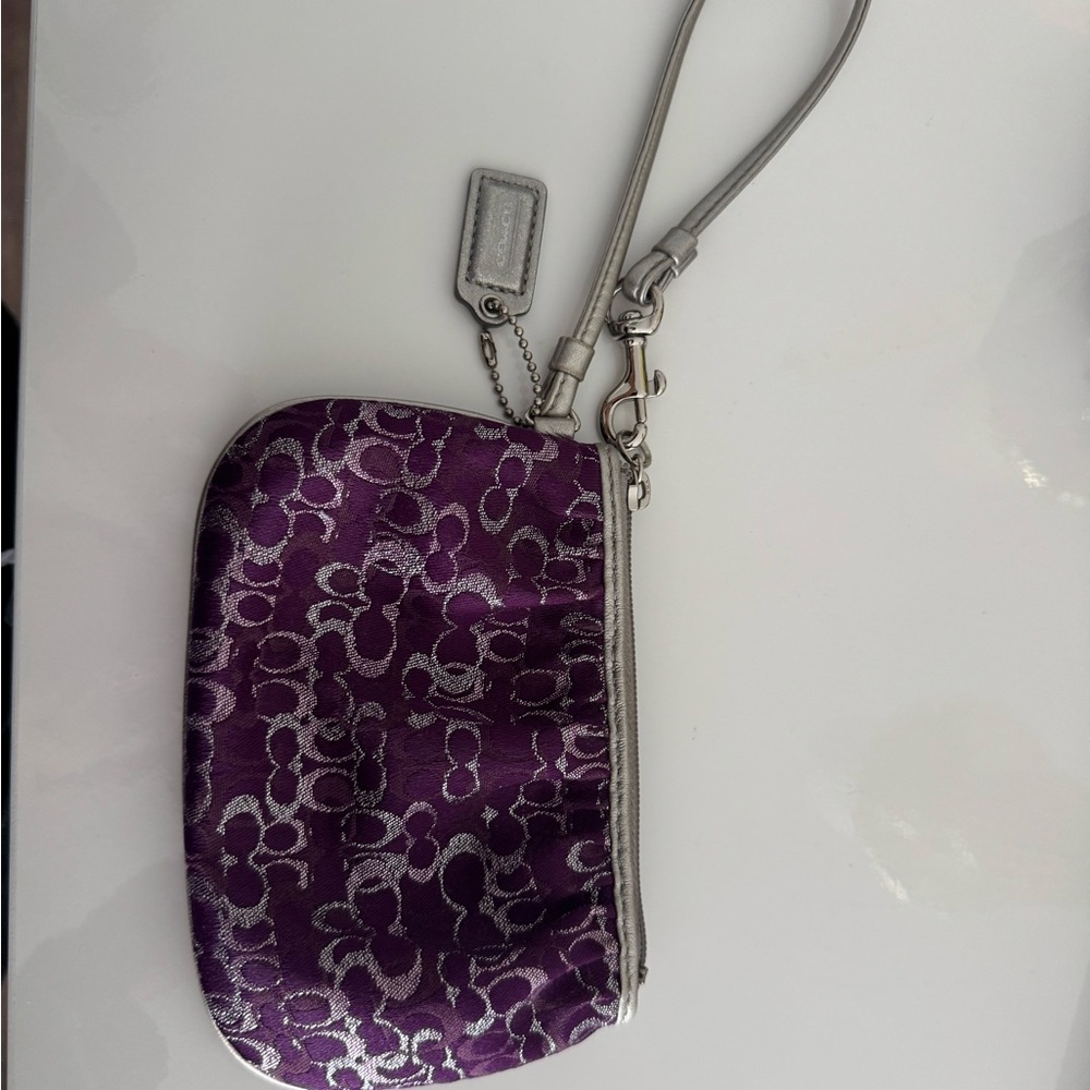 Coach Purple and Silver Wristlet